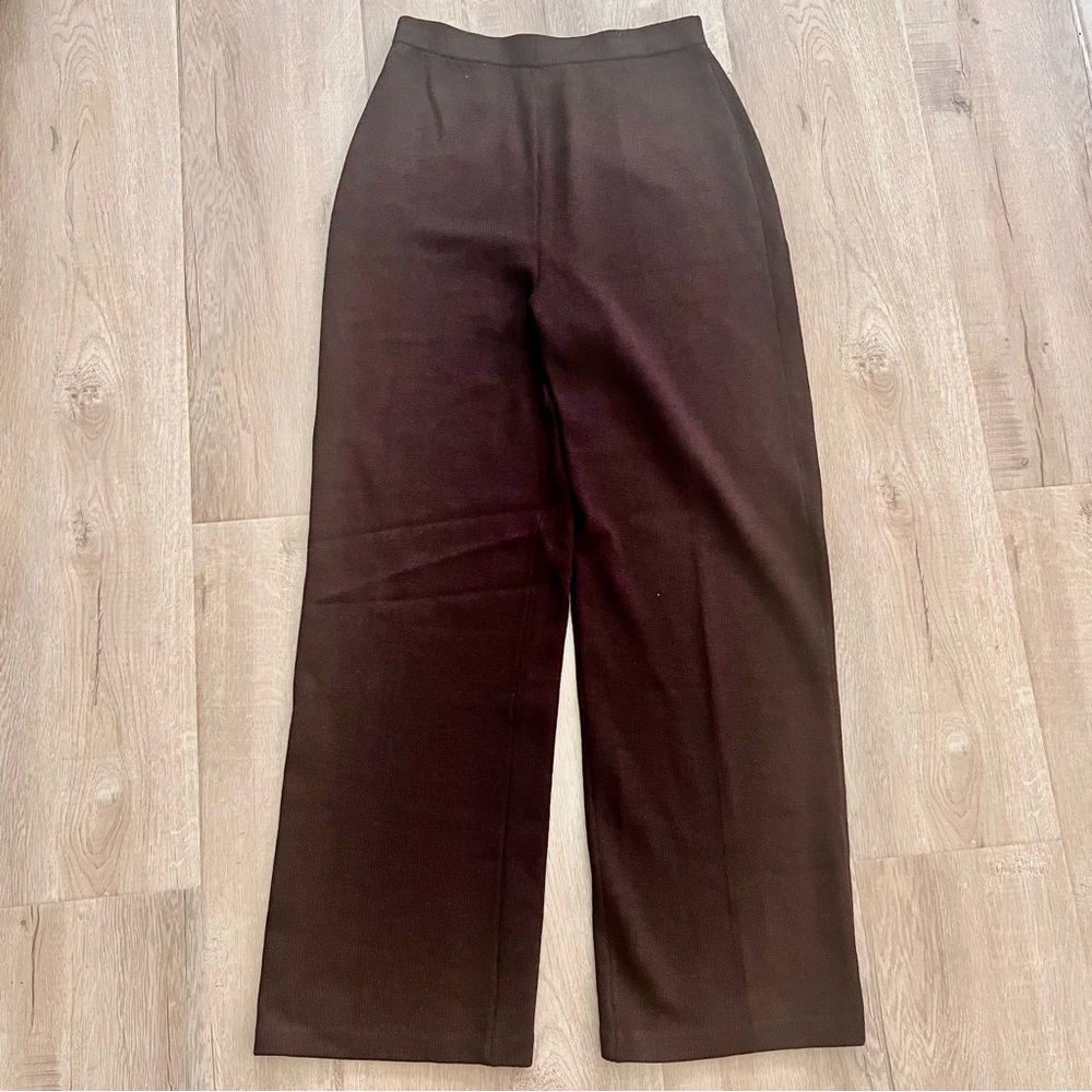 St. John Collection Santana Knit Pull On Pants Straight Leg Women's Brown Size 6